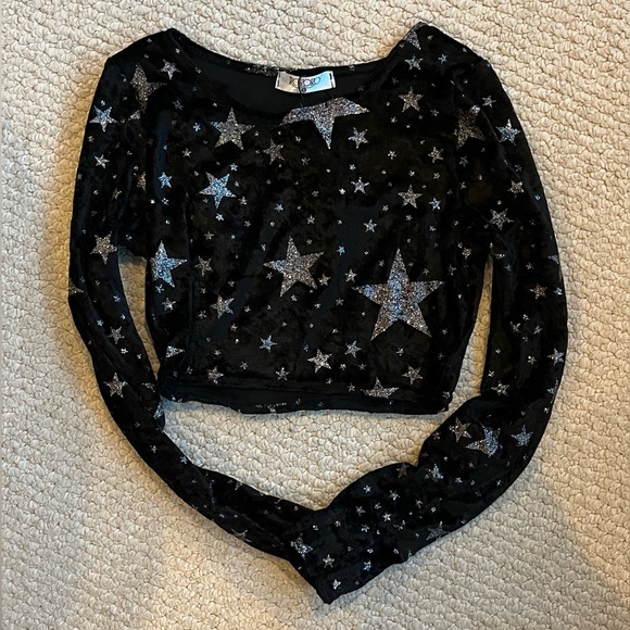 Dolls Kill Tops - Crop long sleeve star stop